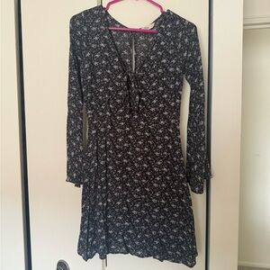 Hollister Black Floral Long Sleeve Dress